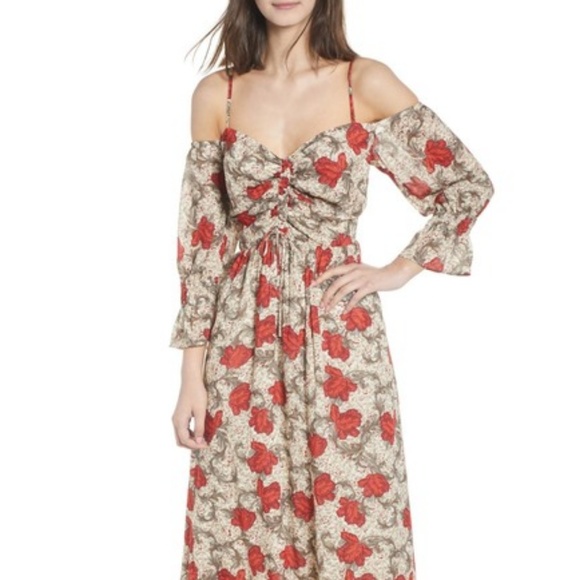 hinge Dresses & Skirts - New Hinge Smocked Back Cold Shoulder Dress